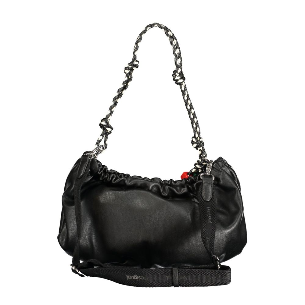 Crossbody Satchel Handbag by Desigual for women in polyethylene black features an refined silhouette, showcasing a secure zipper, ample internal-pockets & cardholder, and versatile crossbody-strap, shoulder-strap, adjustable-strap & handle for a sophisticated refined aesthetic.