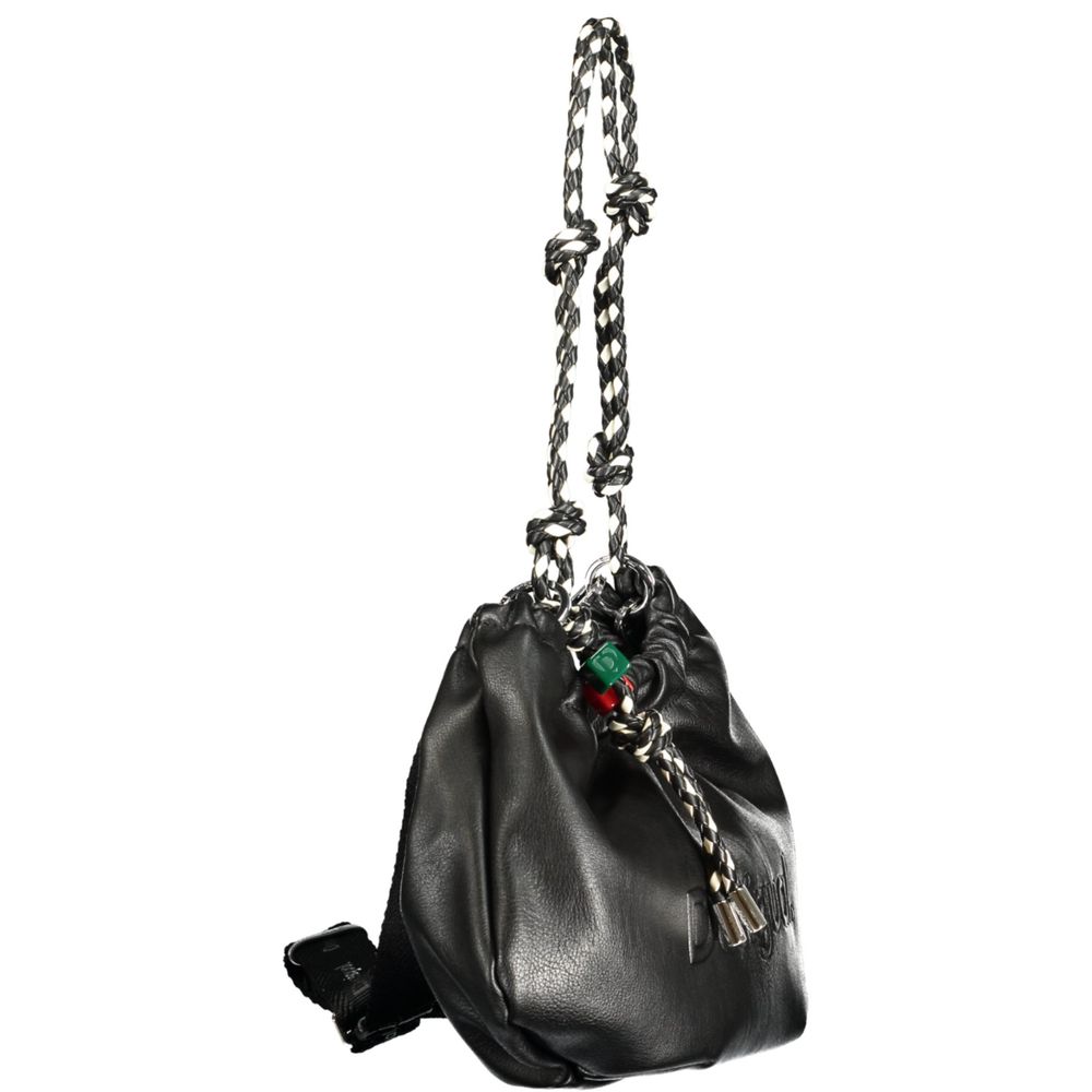 Crossbody Satchel Handbag by Desigual for women in polyethylene black presents a ornamental silhouette, showcasing a secure zipper, ample internal-pockets & cardholder, and versatile crossbody-strap, shoulder-strap, adjustable-strap & handle for a ornamental finish.