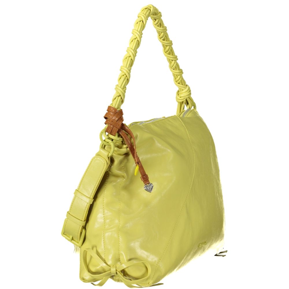 Handbag by Desigual for women in polyethylene yellow & signature features a signature silhouette, showcasing a secure zipper and signature internal-pockets with versatile shoulder-strap & handle for a sophisticated look.