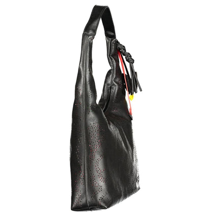 Evening Shoulder Handbag by Desigual for women in polyethylene black presents a ornamental silhouette, showcasing a secure zipper, ample internal-pockets & cardholder, and versatile shoulder-strap & handle for a ornamental finish.