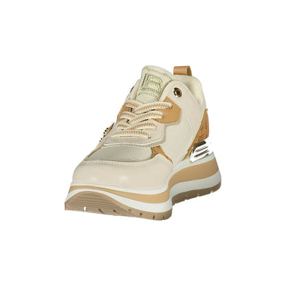 Athletic Sneakers by Laura Biagiotti for women in polyester beige, brown & gold showcases an impeccable silhouette, defined by an impeccable athletic style design that perfectly captures the essence of the Women's Athletic Polyester Sneakers.