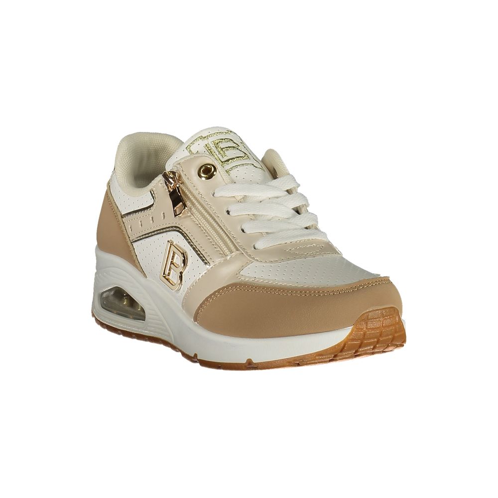 Athletic Sneakers by Laura Biagiotti for women in polyester brown & white presents a sleek silhouette, perfectly capturing the athletic style essence of Women's Athletic Polyester Sneakers with its sleek design and premium finish.