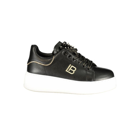 Sneakers by Laura Biagiotti for women in polyester black & pearl presents a sumptuous silhouette, artfully capturing the essence of the Women's Chunky Polyester Sneakers with its sumptuous chunky style design.