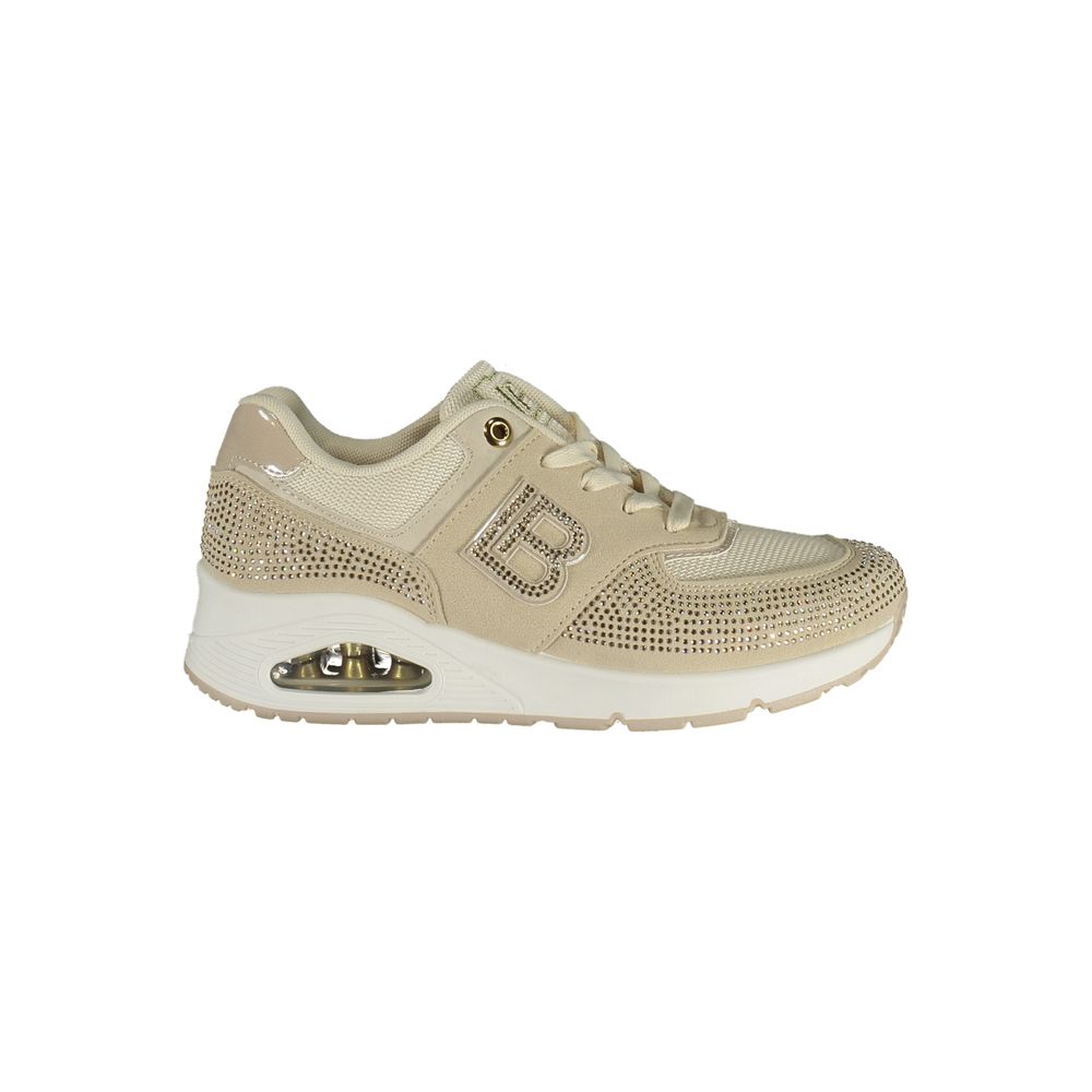 Athletic Sneakers by Laura Biagiotti for women in polyester & rhinestone beige showcases an impeccable silhouette, defined by an impeccable athletic style design that perfectly captures the essence of the Women's Athletic Polyester & Rhinestone Sneakers.