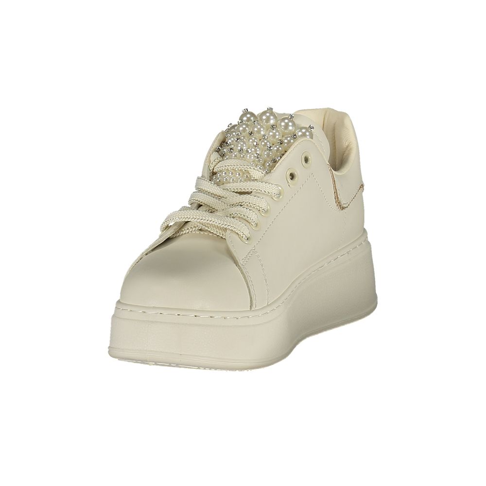 Laura Biagiotti Women's Athletic Polyester Sneakers - Pearl White
