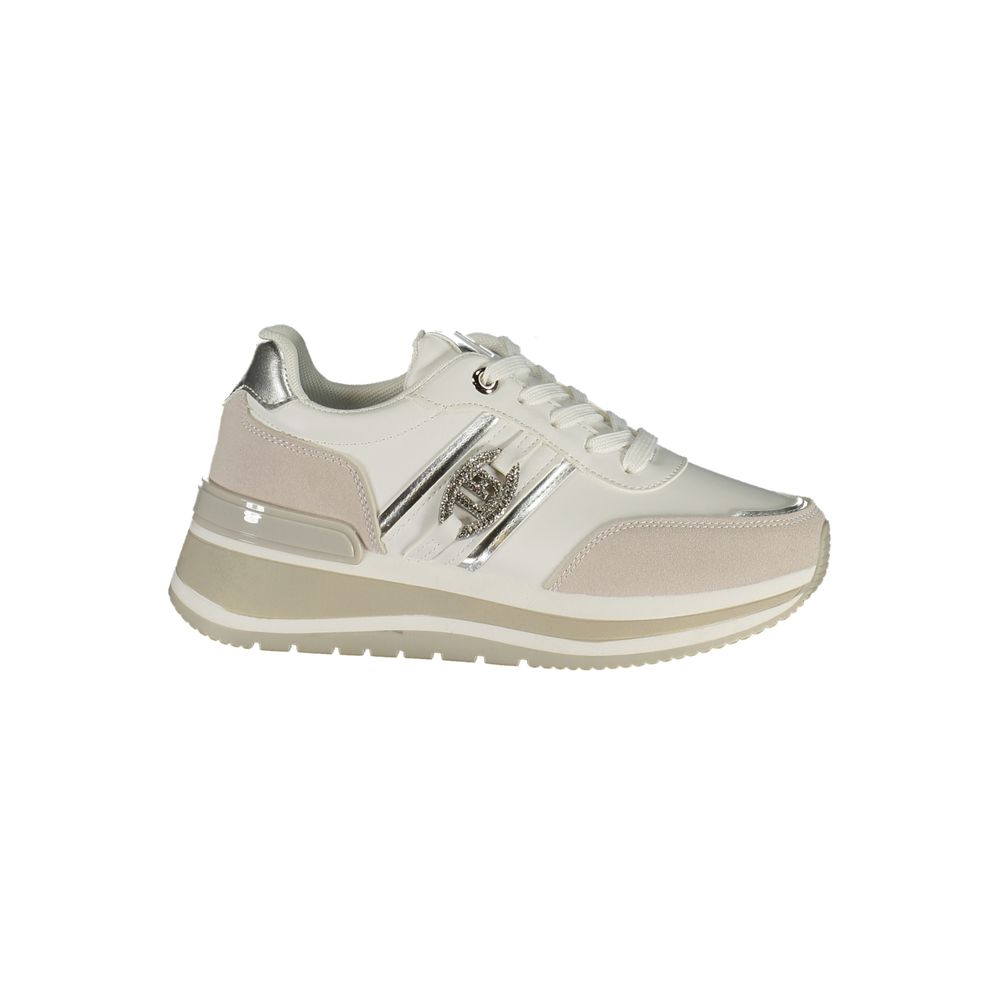 Athletic Sneakers by Laura Biagiotti for women in polyester & polyurethane gray & white showcases an impeccable silhouette, defined by an impeccable athletic style design that perfectly captures the essence of the Women's Athletic Polyester & Polyurethane Sneakers.
