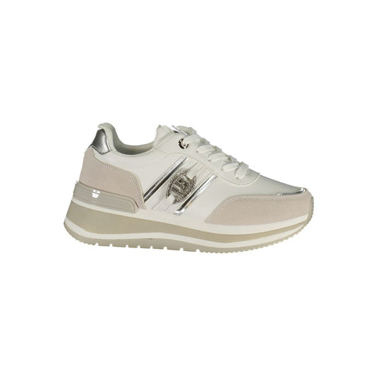 Athletic Sneakers by Laura Biagiotti for women in polyester & polyurethane gray & white showcases an impeccable silhouette, defined by an impeccable athletic style design that perfectly captures the essence of the Women's Athletic Polyester & Polyurethane Sneakers.