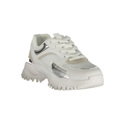 Athletic Sneakers Laura Biagiotti women polyester & polyurethane silver & white featuring a avant-garde Crisp Women's Athletic Polyester & Polyurethane Sneakers design with a avant-garde athletic style for a refined finish.
