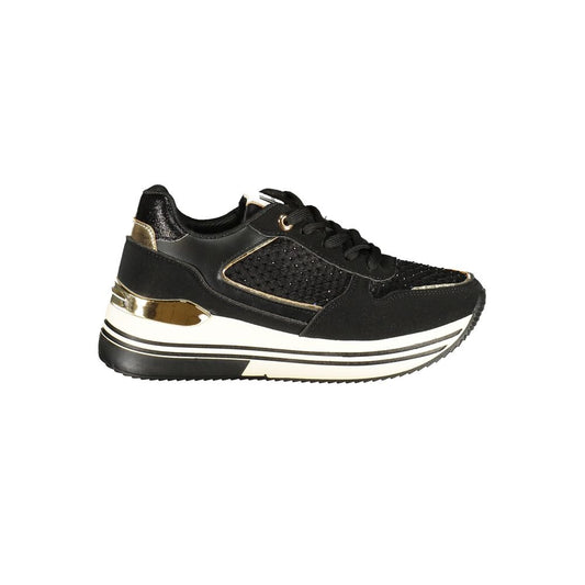 Athletic Sneakers by Laura Biagiotti for women in polyester & polyurethane black, blue, silver & signature features an stately silhouette, showcasing the signature athletic style of the Women's Athletic Polyester & Polyurethane Sneakers collection with a truly stately finish.