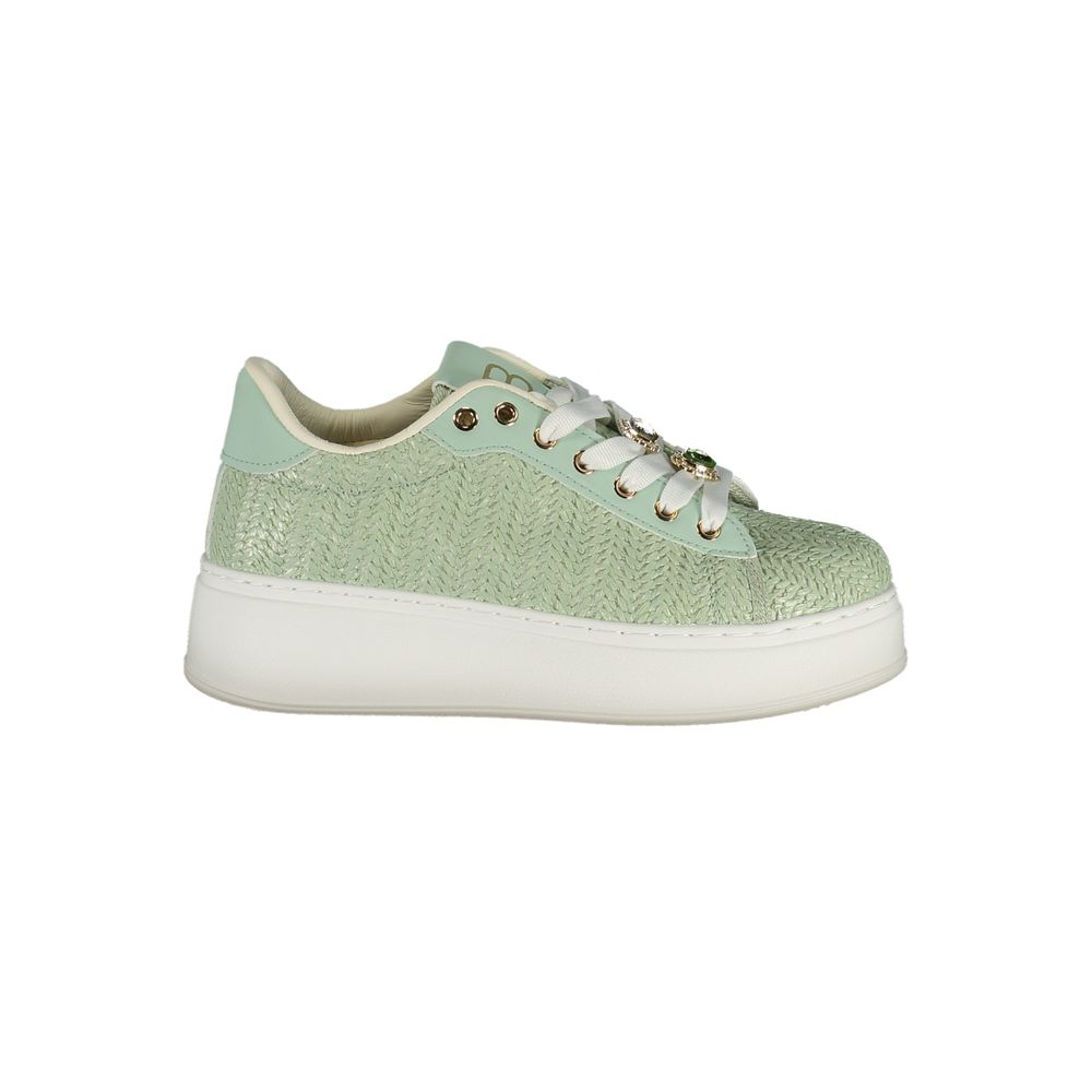 Sneakers by Laura Biagiotti for women in polyester & polyurethane beige, gold, green & ivory features an opulent silhouette from the Women's Fashion Polyester & Polyurethane Sneakers collection, showcasing a signature fashion style with an opulent finish.
