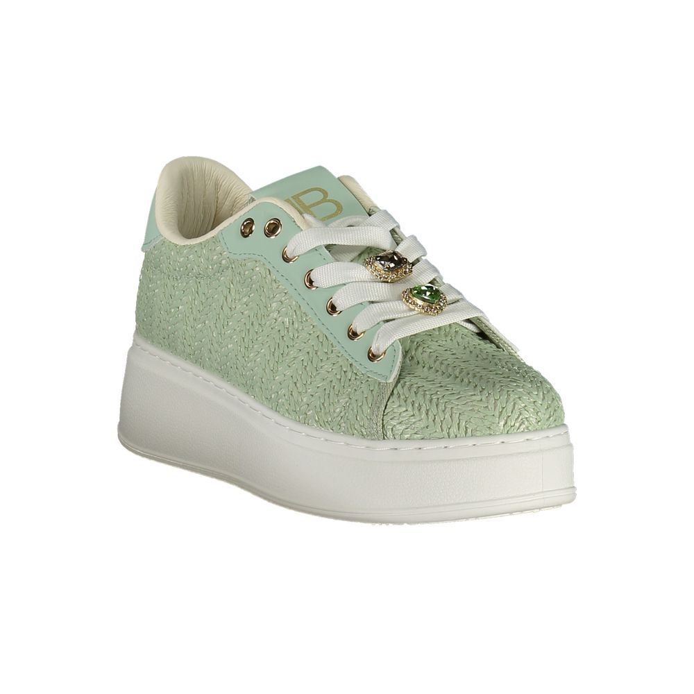 Sneakers by Laura Biagiotti for women in polyester & polyurethane beige, gold, green & ivory features an sumptuous design from the Women's Fashion Polyester & Polyurethane Sneakers collection, highlighting a sumptuous fashion style for a premium, high-fashion look.