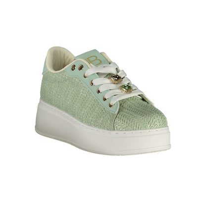 Sneakers by Laura Biagiotti for women in polyester & polyurethane beige, gold, green & ivory features an sumptuous design from the Women's Fashion Polyester & Polyurethane Sneakers collection, highlighting a sumptuous fashion style for a premium, high-fashion look.