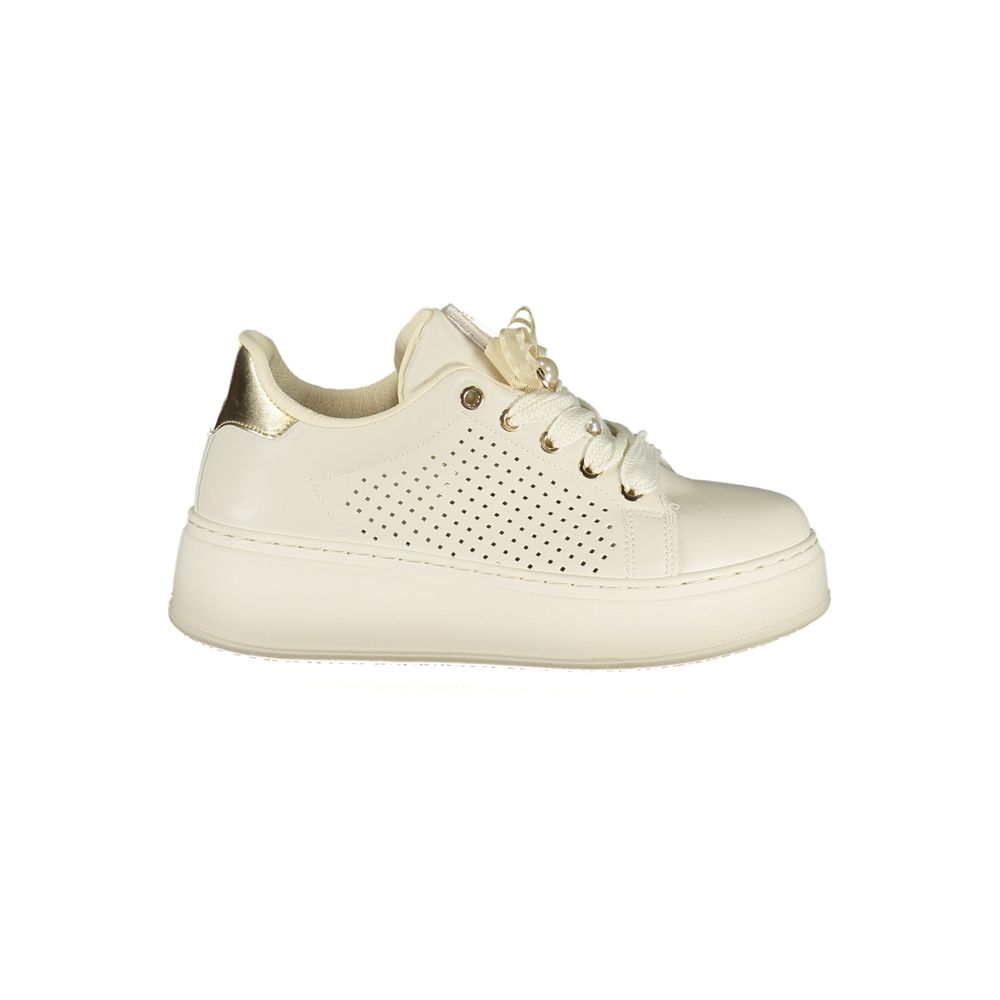 Athletic Sneakers Laura Biagiotti women polyester & polyurethane gold, white & signature featuring a avant-garde Women's Athletic Polyester & Polyurethane Sneakers design with a avant-garde athletic style for a refined finish.