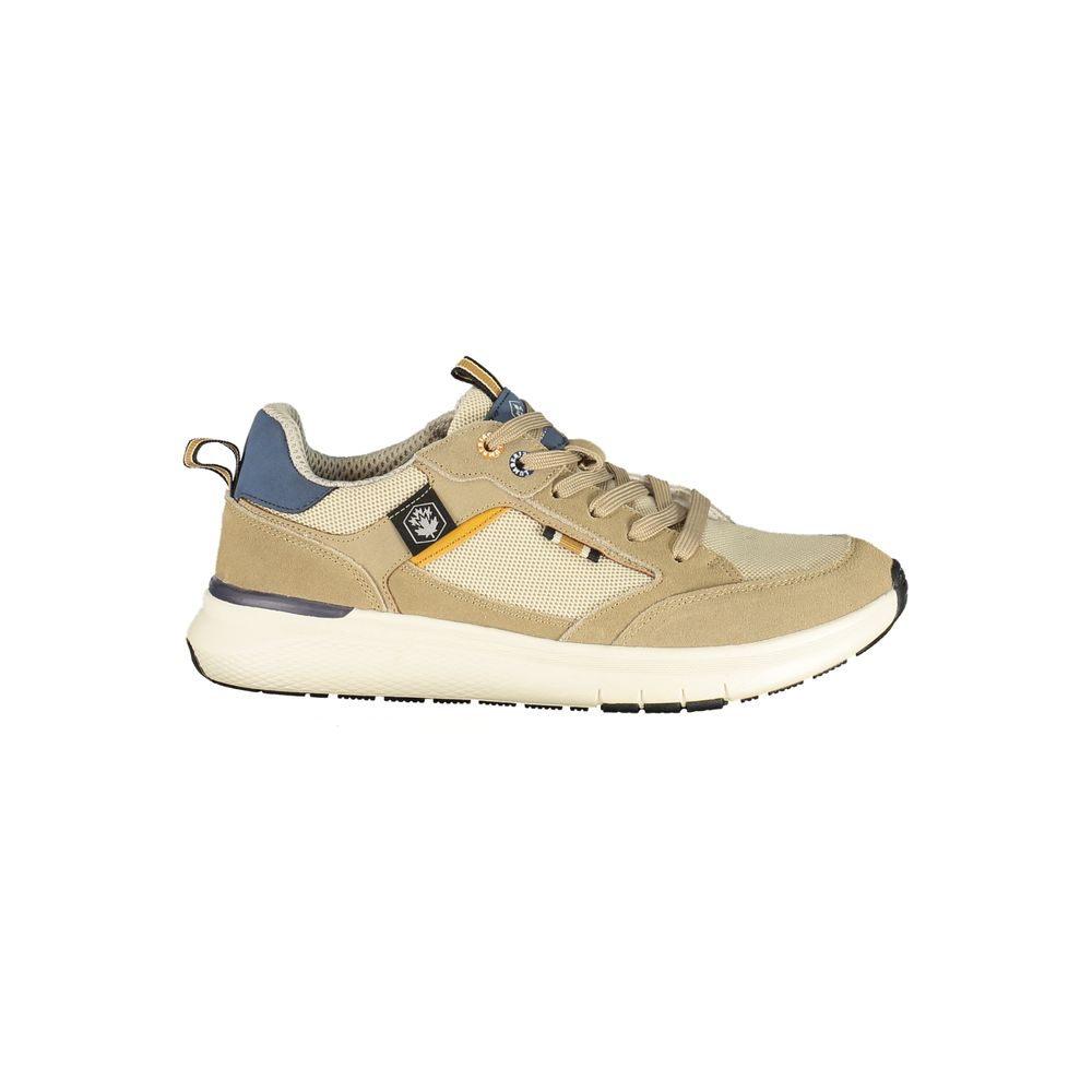 Athletic Sneakers by Lumberjack for men in polyester polyurethane leather beige & blue presents a sleek silhouette, perfectly capturing the athletic style essence of Men's Athletic Polyester Polyurethane Leather Sneakers with its sleek design and premium finish.
