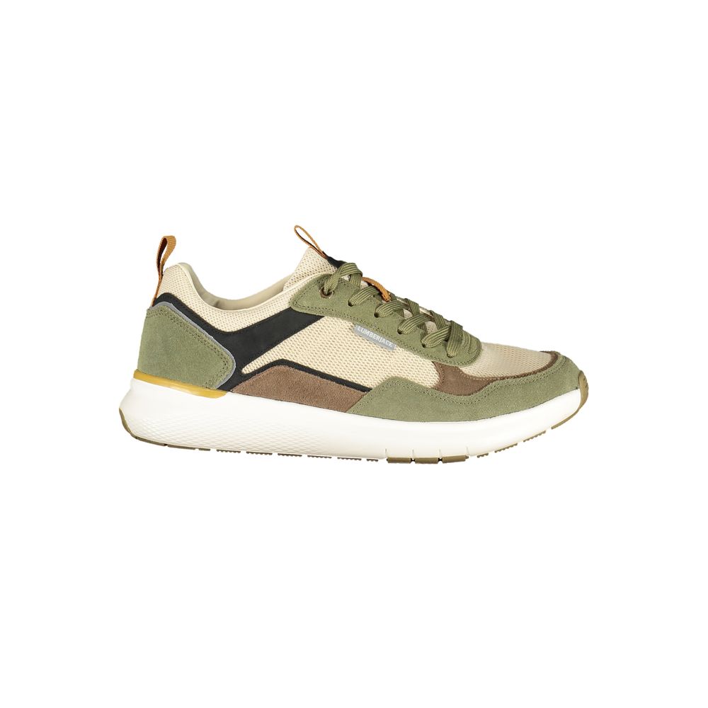 Athletic Sneakers by Lumberjack for men in polyester polyurethane leather beige, brown & green showcases an impeccable silhouette, defined by an impeccable athletic style design that perfectly captures the essence of the Men's Athletic Polyester Polyurethane Leather Sneakers.