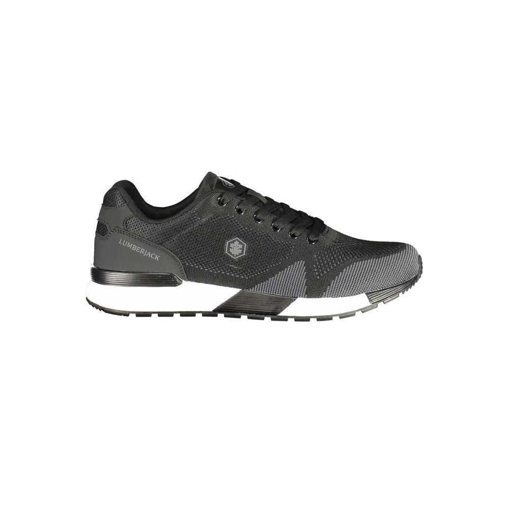 Athletic Sneakers by Lumberjack for men in polyester polyurethane black features an architectural silhouette from the City Essence Men's Athletic Polyester Polyurethane Sneakers collection, showcasing a architectural athletic style for a architectural look.