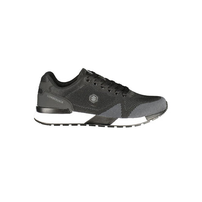 Athletic Sneakers by Lumberjack for men in polyester polyurethane black features an architectural silhouette from the City Essence Men's Athletic Polyester Polyurethane Sneakers collection, showcasing a architectural athletic style for a architectural look.