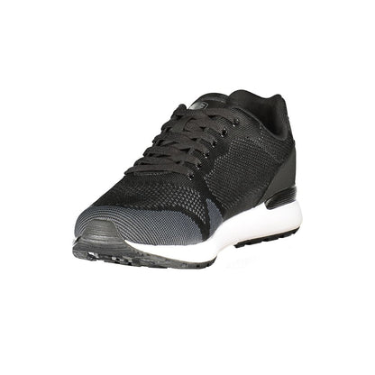 Athletic Sneakers by Lumberjack for men in polyester polyurethane black features an architectural silhouette, showcasing the premium athletic style of the City Essence Men's Athletic Polyester Polyurethane Sneakers with an architectural finish.