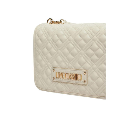 Love Moschino Polyethylene & Polyurethane Small Quilted Evening Handbag - Beige Gold