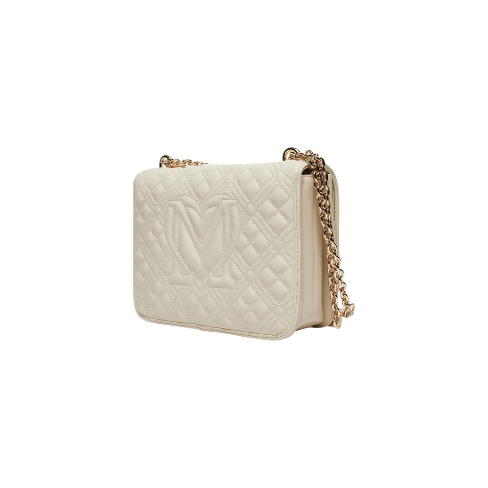 Love Moschino Polyethylene & Polyurethane Small Quilted Evening Handbag - Beige Gold