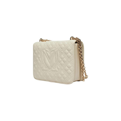 Love Moschino Polyethylene & Polyurethane Small Quilted Evening Handbag - Beige Gold
