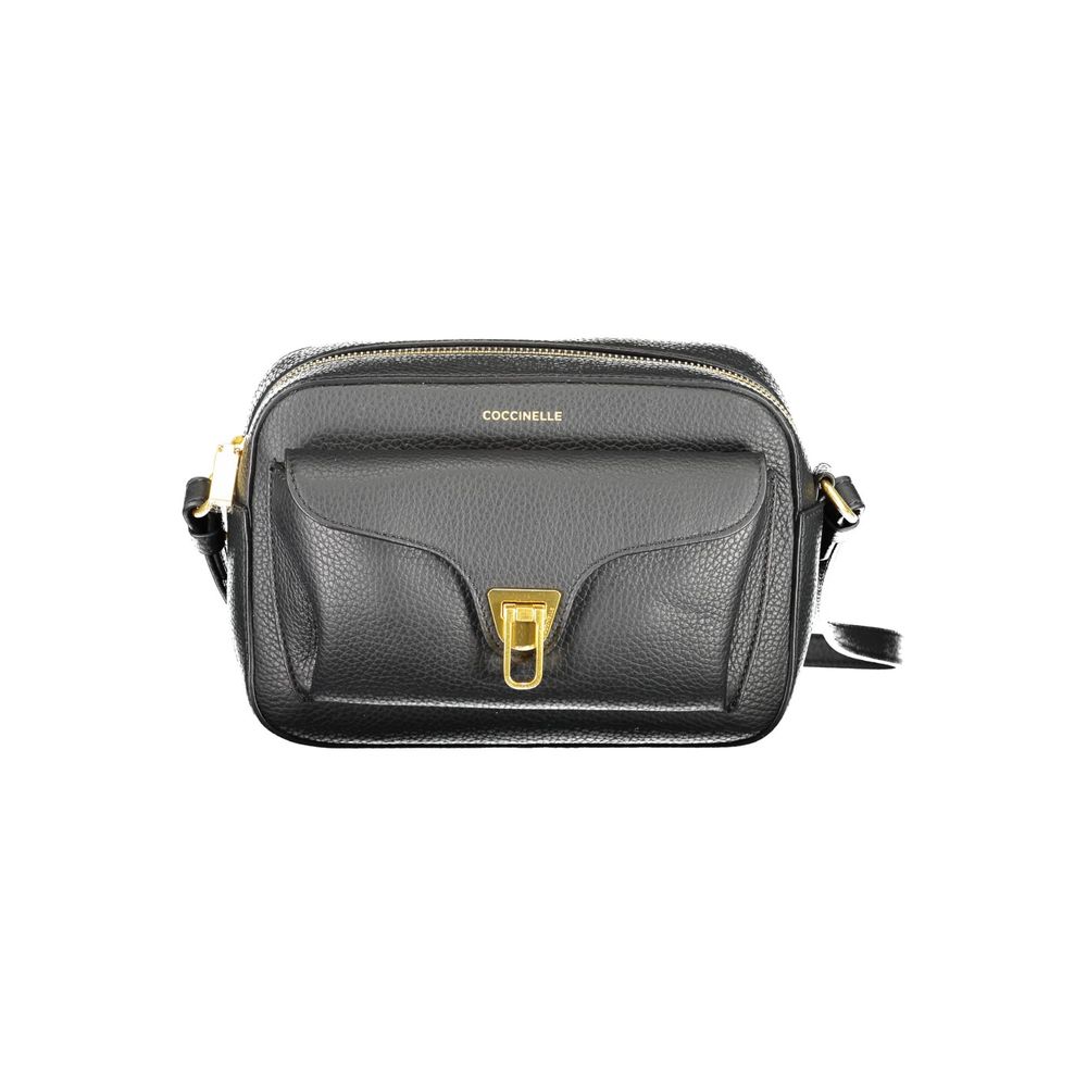 Handbag by Coccinelle for women in polyester polyurethane faux leather beige & black features a refined silhouette, showcasing a secure zipper, organized built-in-compartments, cardholder & coin-purse, and versatile for a refined finish.