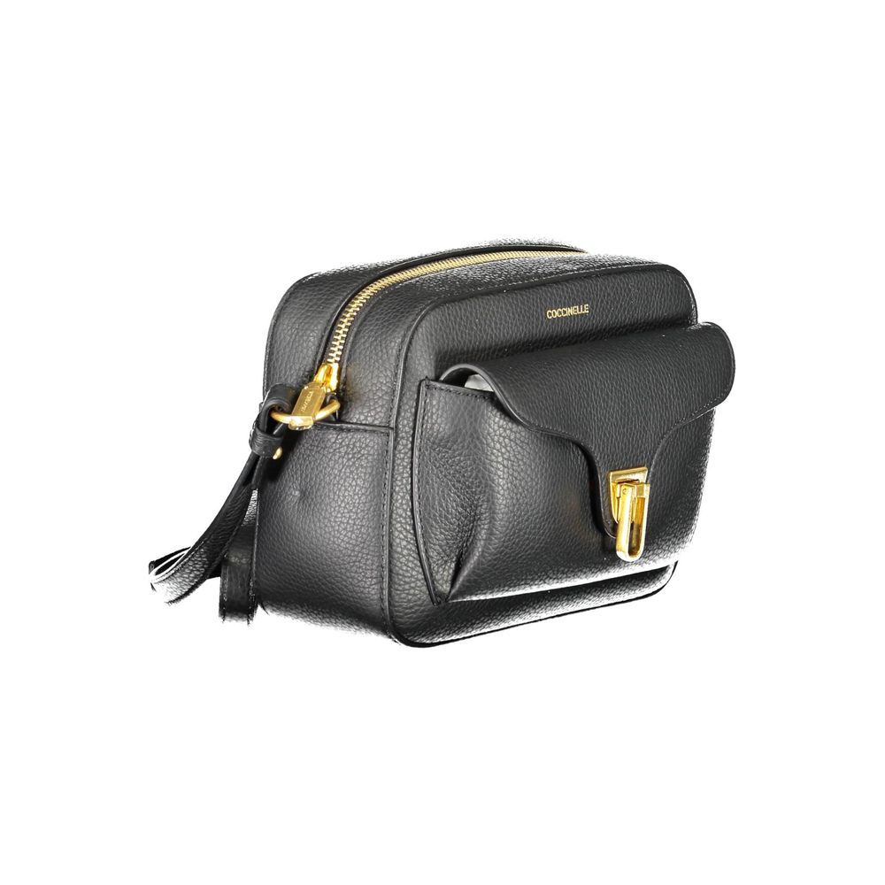 This Handbag by Coccinelle for women in polyester polyurethane faux leather and beige & black presents a sculptural silhouette featuring a secure zipper, ample built-in-compartments, cardholder & coin-purse, and versatile for a sculptural finish.