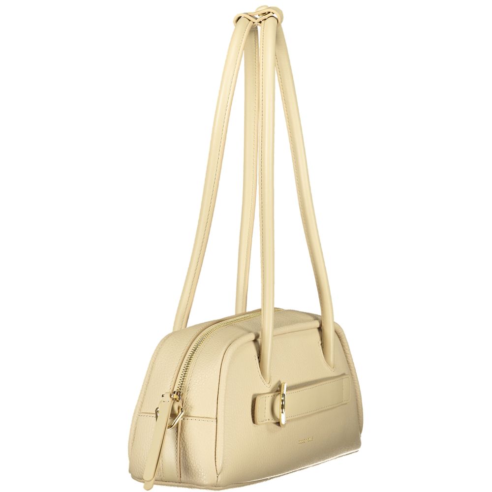 Handbag by Coccinelle for women in leather beige features a signature silhouette, showcasing a secure and signature with versatile for a sophisticated look.