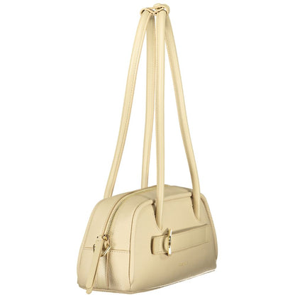 Handbag by Coccinelle for women in leather beige features a signature silhouette, showcasing a secure and signature with versatile for a sophisticated look.