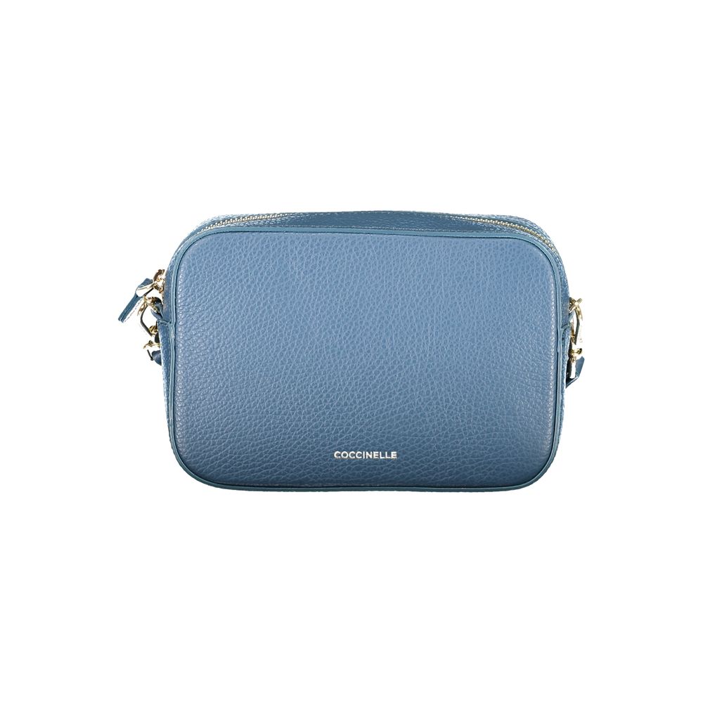 Handbag by Coccinelle for women in leather blue features a signature silhouette, showcasing a secure and signature with versatile for a sophisticated look.