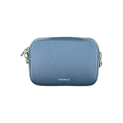 Handbag by Coccinelle for women in leather blue features a signature silhouette, showcasing a secure and signature with versatile for a sophisticated look.