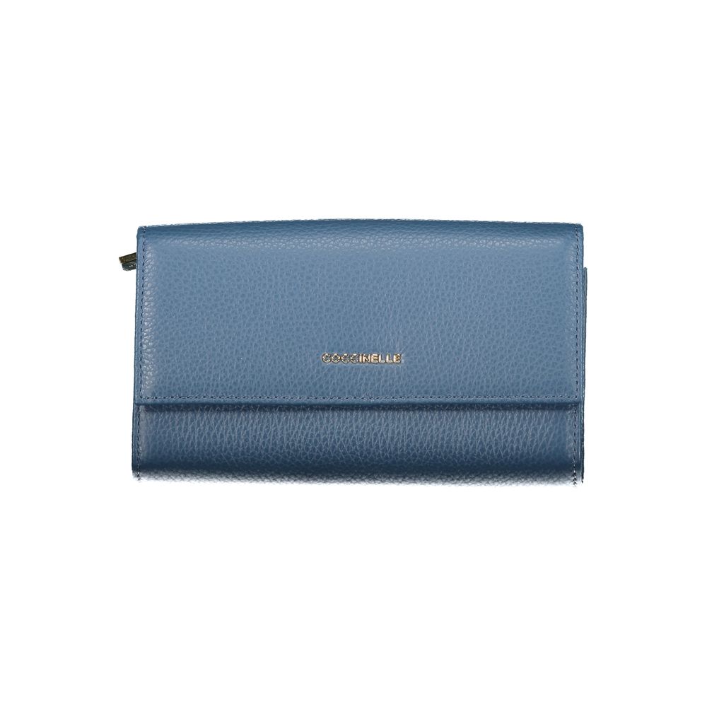 Wallet by Coccinelle for women in leather blue presents a architectural silhouette from the Leather Wallet collection, showcasing architectural for a architectural finish.