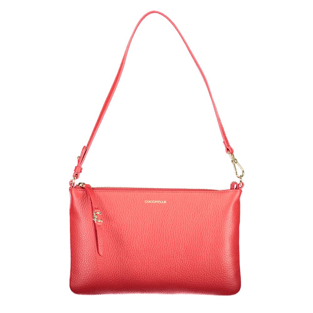 Handbag by Coccinelle for women in leather red features a signature silhouette, showcasing a secure and signature with versatile for a sophisticated look.