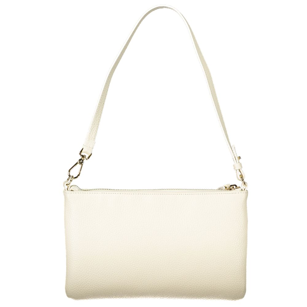Hobo Handbag by Coccinelle for women in leather white features a signature silhouette, showcasing a secure zipper and signature with versatile handle for a sophisticated look.