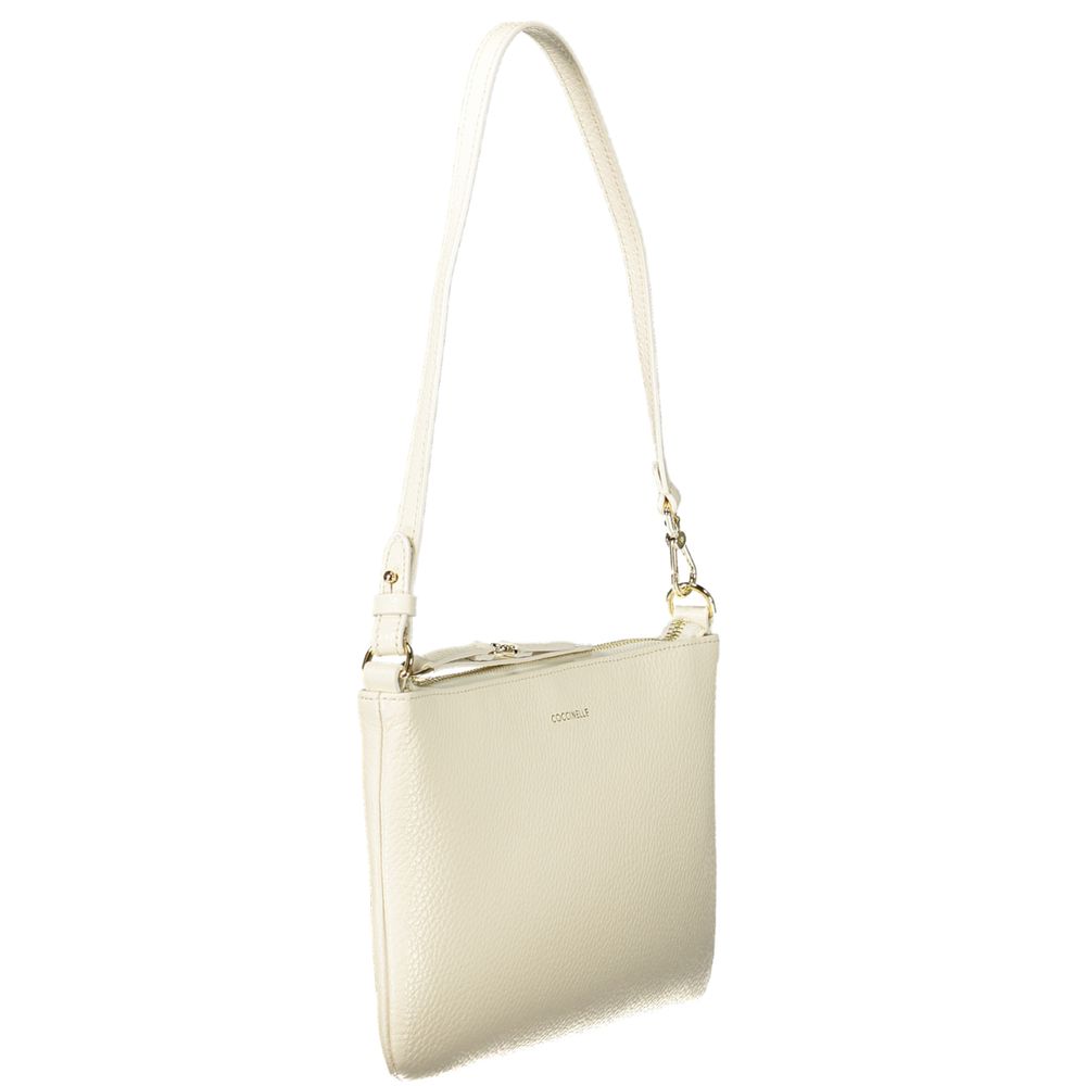 Hobo Handbag by Coccinelle for women in leather white features a ornamental silhouette, showcasing a secure zipper, ample , and ornamental handle for a sophisticated look.