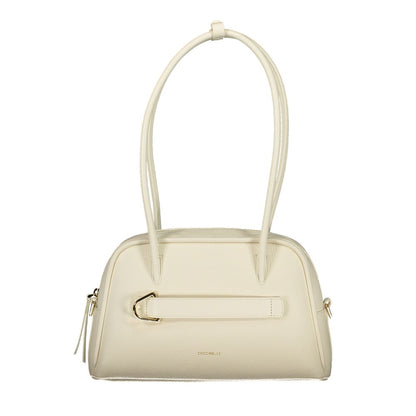 This Handbag by Coccinelle for women in leather and white presents a sculptural silhouette featuring a secure , ample , and versatile for a sculptural finish.