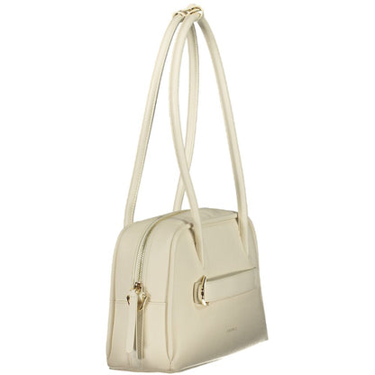 Handbag by Coccinelle for women in leather white features a refined silhouette, showcasing a secure , organized , and versatile for a refined finish.