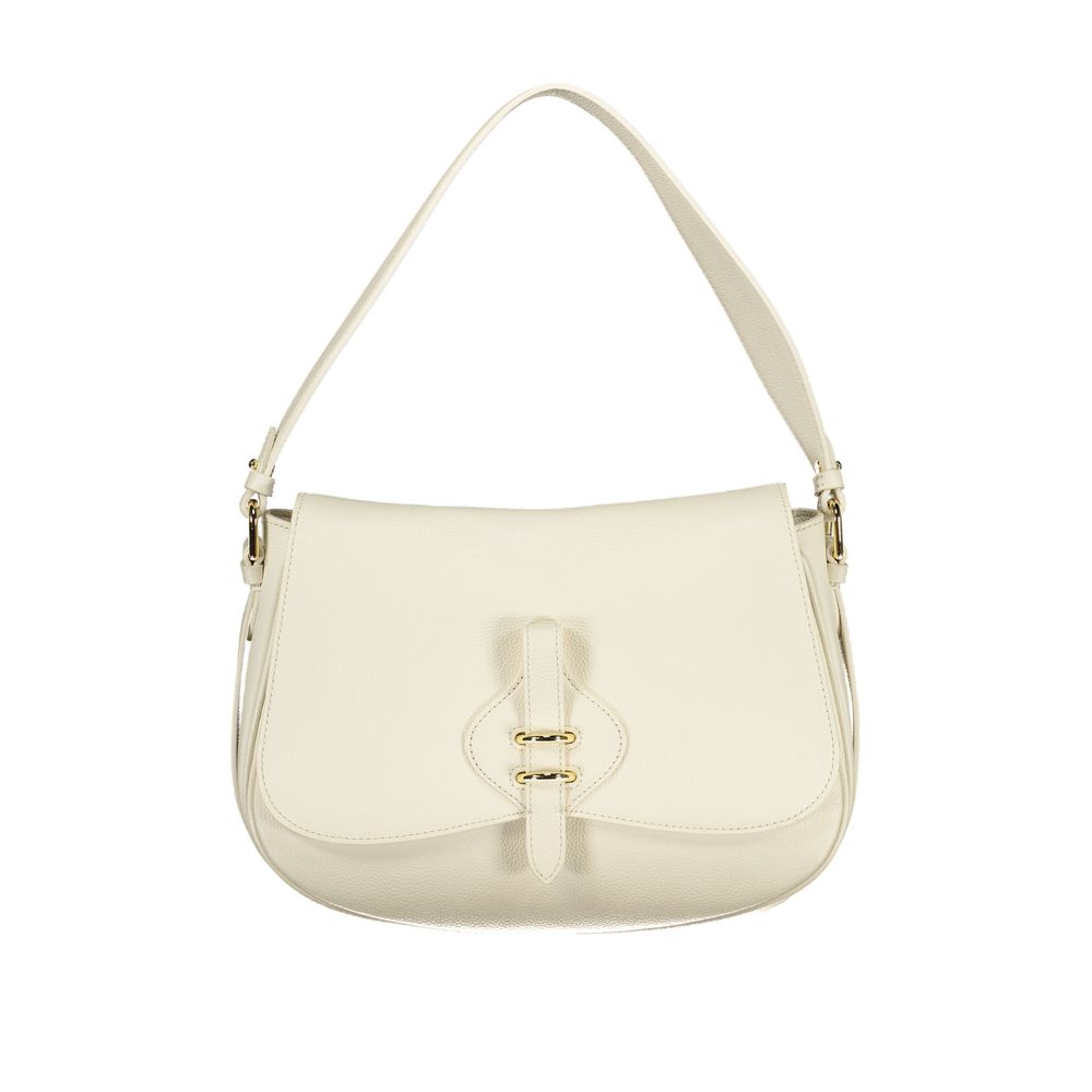 This Handbag by Coccinelle for women in leather and white presents a sculptural silhouette featuring a secure , ample , and versatile for a sculptural finish.