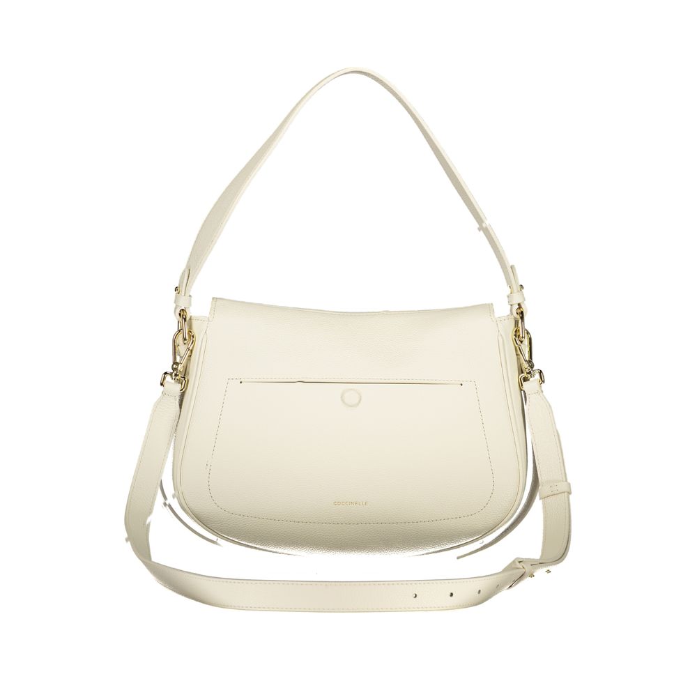 Handbag by Coccinelle for women in leather white features a ornamental silhouette, showcasing a secure , ample , and ornamental for a sophisticated look.