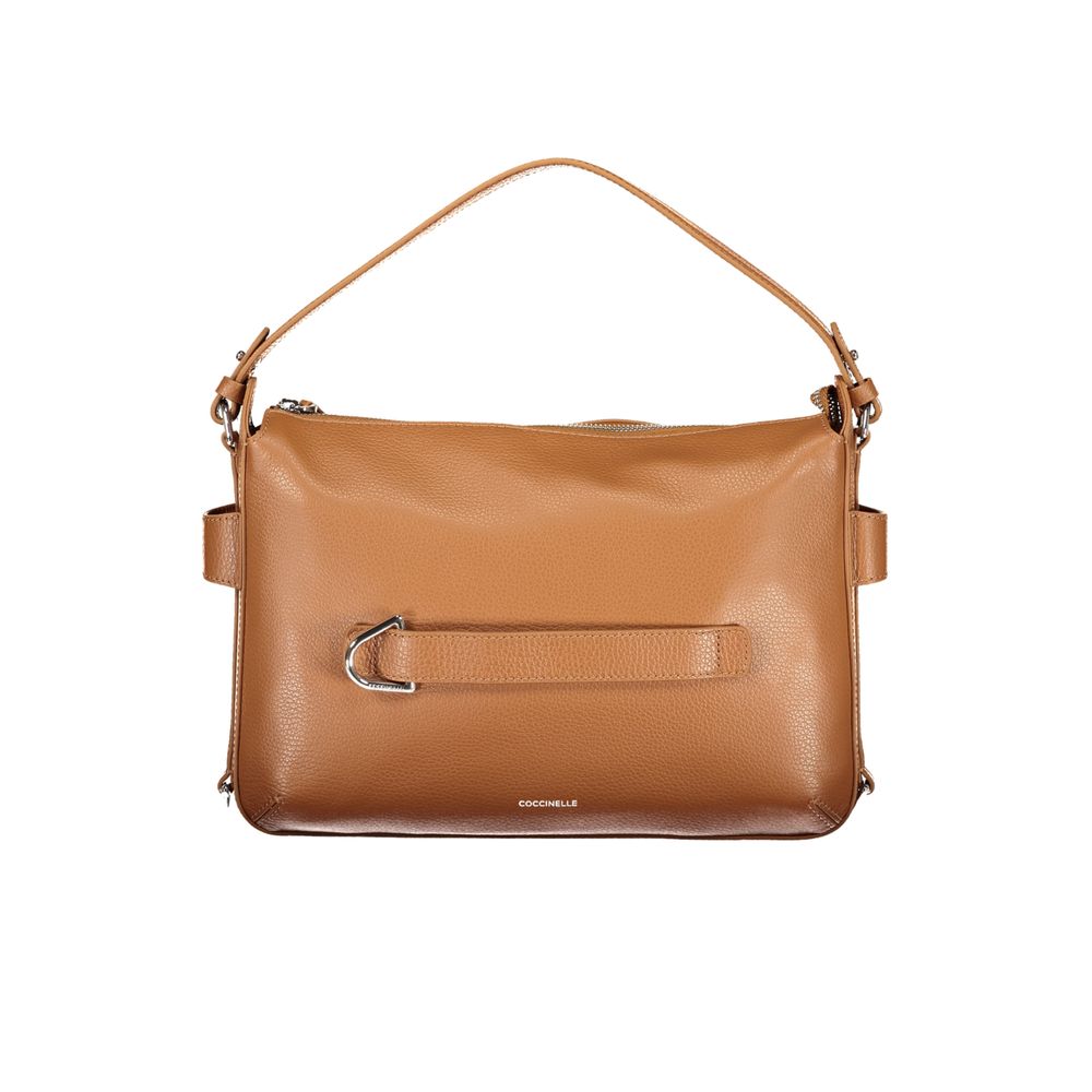 Handbag by Coccinelle for women in leather brown features a refined silhouette, showcasing a secure , organized , and versatile for a refined finish.