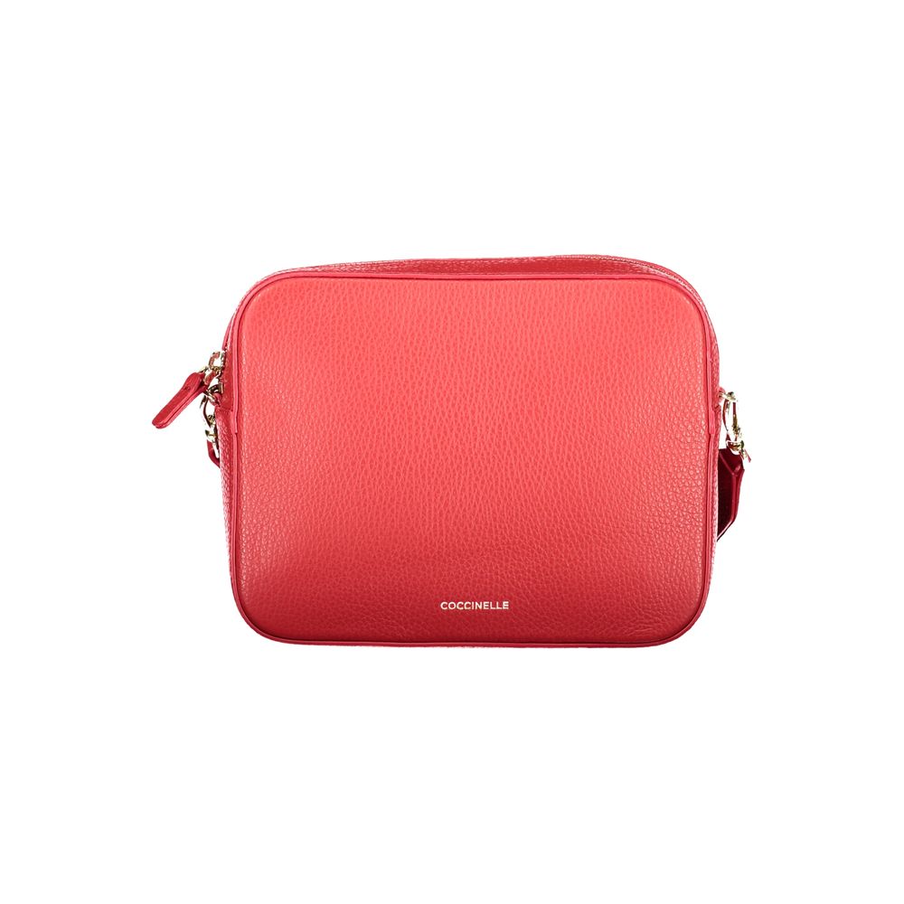 Handbag by Coccinelle for women in leather red features a signature silhouette, showcasing a secure and signature with versatile for a sophisticated look.