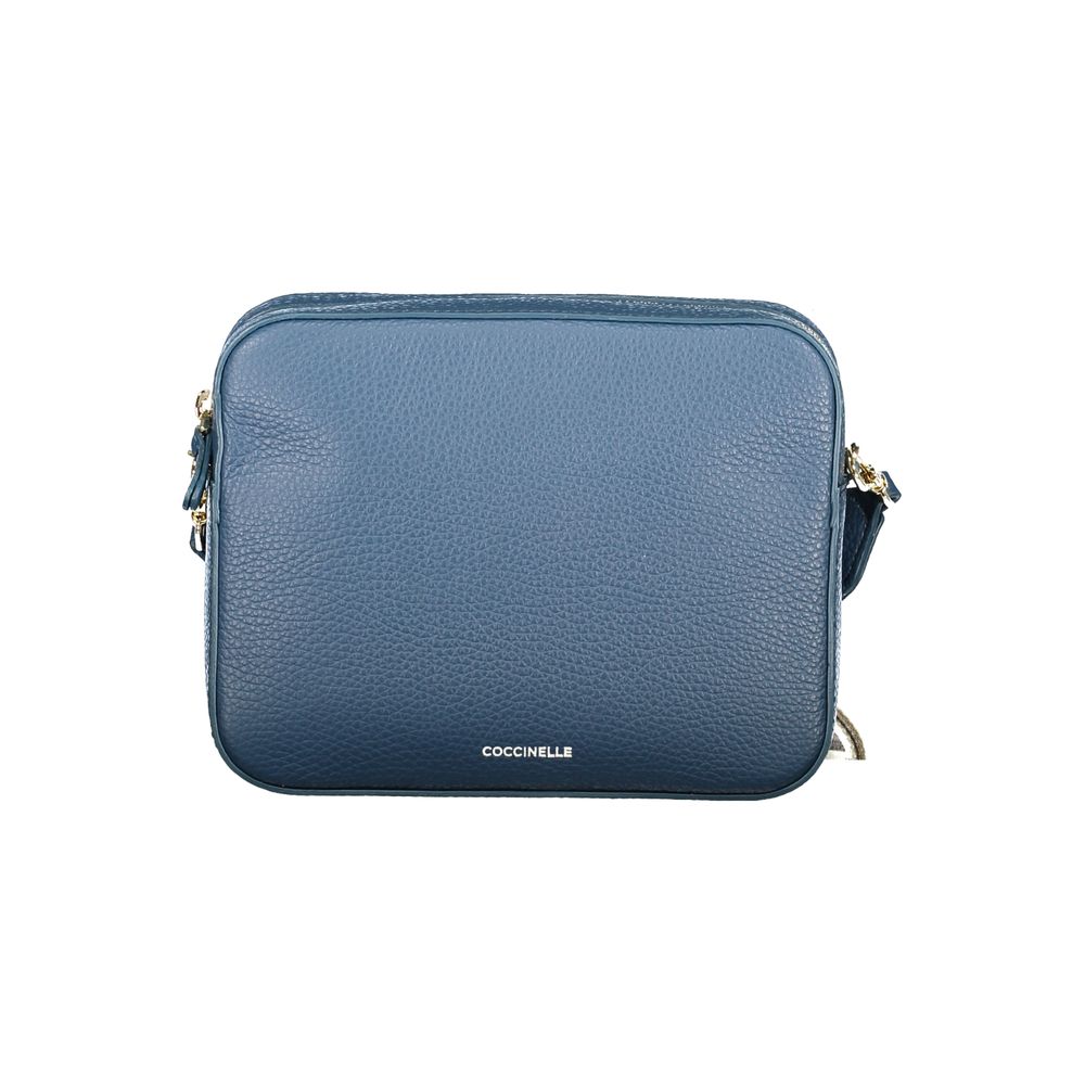 This Handbag by Coccinelle for women in leather and blue & sapphire presents a sculptural silhouette featuring a secure , ample , and versatile for a sculptural finish.