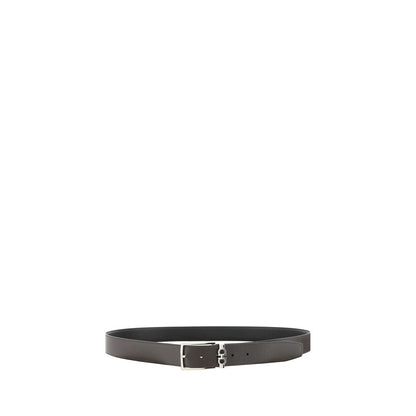 Belt by Ferragamo for men in grained bos taurus calf leather black features a versatile silhouette, artfully showcasing the versatile design of the Gancini Grained Bos Taurus Calf Leather Belt for a sophisticated, premium finish.