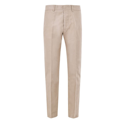 Chinos Pants by Tom Ford for men in cotton & leather beige features an sharp straight and long with a , highlighting a sharp silhouette for a sophisticated look.
