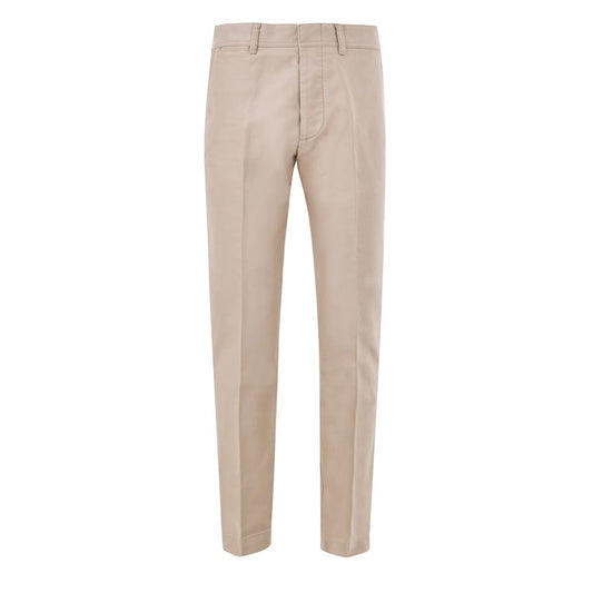 Chinos Pants by Tom Ford for men in cotton & leather beige features an sharp straight and long with a , highlighting a sharp silhouette for a sophisticated look.