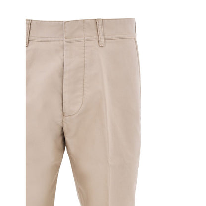 Chinos Pants by Tom Ford for men in cotton & leather beige features a modern silhouette, showcasing a modern straight with a long and for a refined finish.