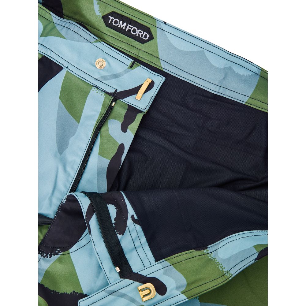 Swim Briefs by Tom Ford for men in stretch polyamide black, gold, green, light-blue, multicolor, camouflage & print features a refined silhouette, showcasing the refined design of this Men's Stretch Polyamide Swim Briefs with a refined fit.