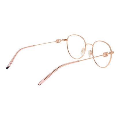 Eyeglasses Frames by Tommy Hilfiger for women in stainless steel and gold showcases an refined full-frame frame design featuring a sophisticated gold coloured frame for an refined and refined aesthetic.