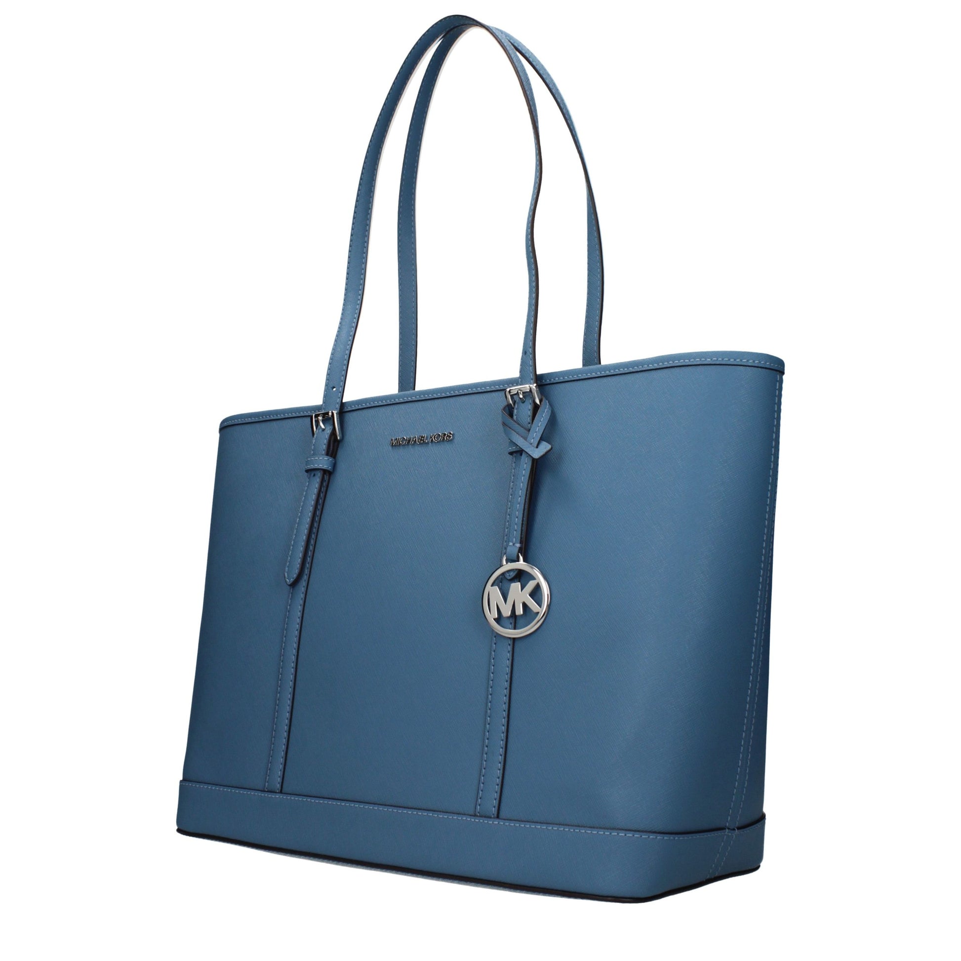 Shoulder Bag by Michael Kors for women in leather blue presents a statuesque silhouette, showcasing a secure and statuesque with versatile shoulder-strap for a sophisticated look.
