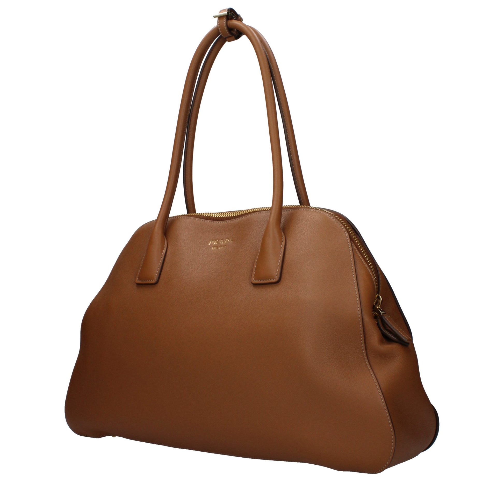 Shoulder Bag by Prada for women in leather brown features a effortless chic silhouette with a secure , ample , and versatile shoulder-strap for a effortless chic finish.